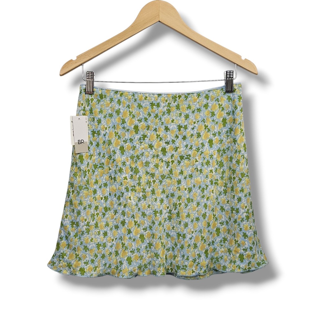BP Mini Skirt M Blue Ditsy Floral Chiffon Bow Cottagecore Coquette‎ Softgirl NEW